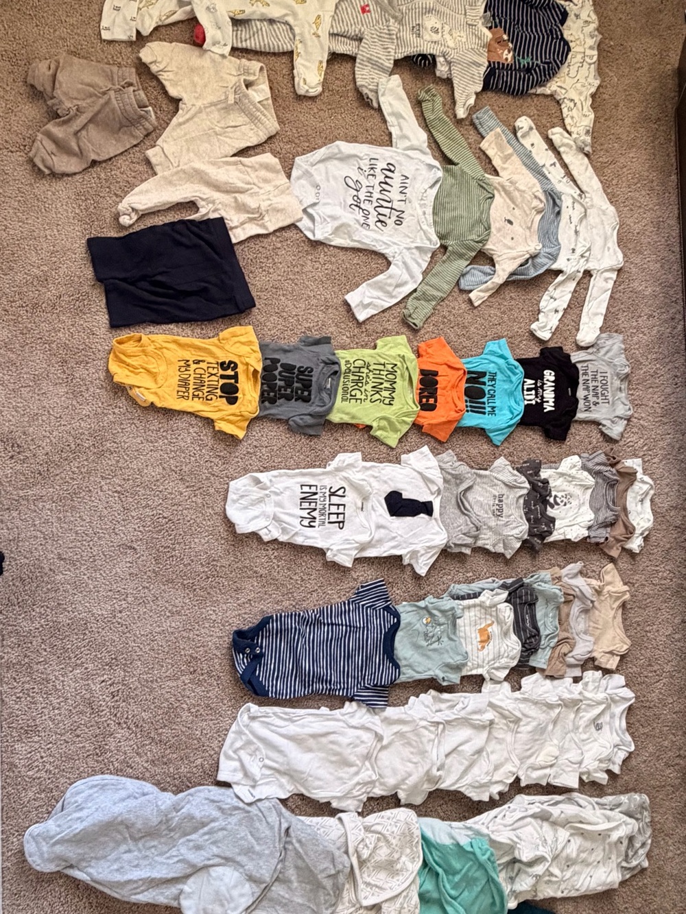 Baby Onesie Lot - Mixed Colors and Prints